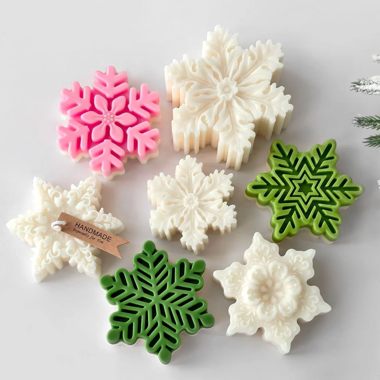 DIY Christmas Snowflake Silicone Mold Scented Candle Handmad