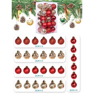 30Pcs/box Christmas Tree Ornament Set 5-Style 3cm Christmas