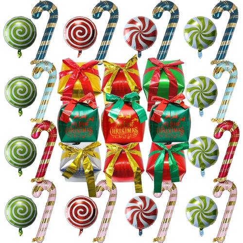 Christmas Decor Gift Box Balloon Small Sized Cane Balloon 13