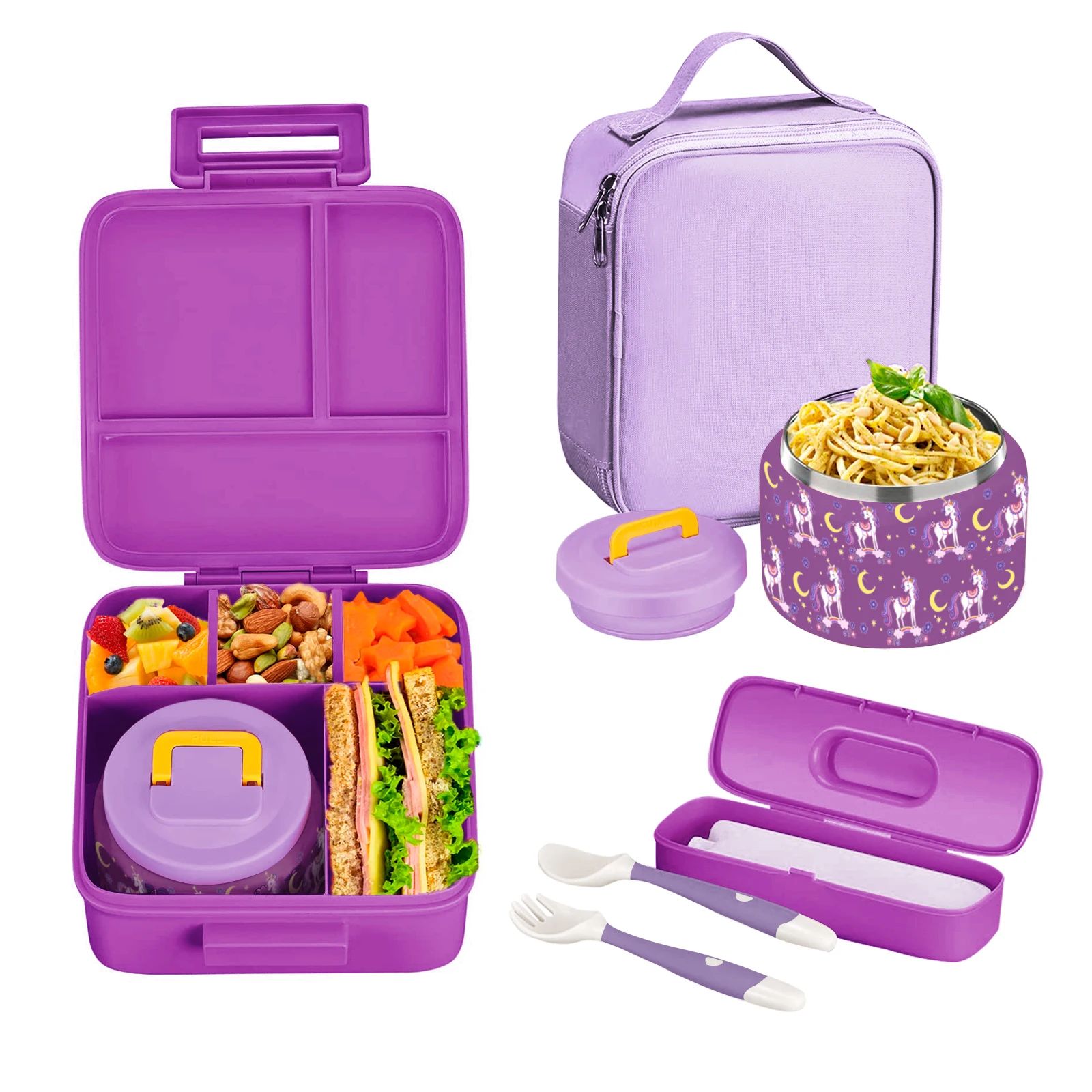 Bento Lunch Box for Kids With 8oz ulated vacuum food jar, Lu