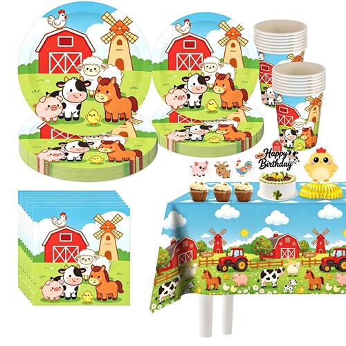 New Farm Theme Kids Birthday Party Decorations Paper Plates