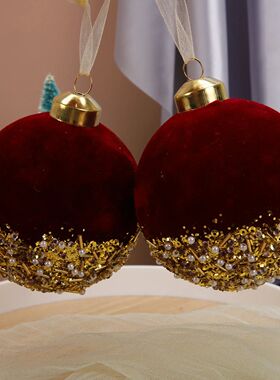 3inch Red Christmas Balls Ornaments Red Glitter Sequin Velve