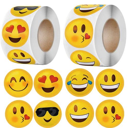 500Pcs/Roll Cartoon Funny Smile Face Expression Reward Stick