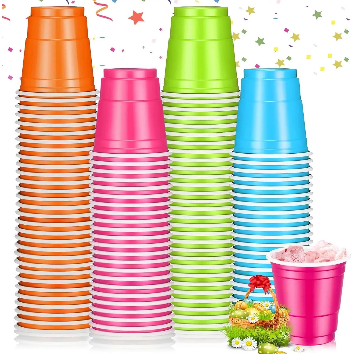 200Pack 2OZ Party Cups Plastic Shot Glasses Pink Disposable