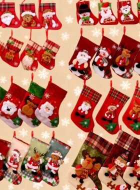 3/4pcs Christmas Stockings Santa Snowman Hanging Xmas Tree S
