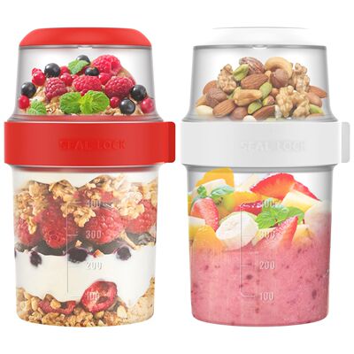 2Pcs Breakfast Oatmeal Cups Cereal Nut Yogurt Salad Containe