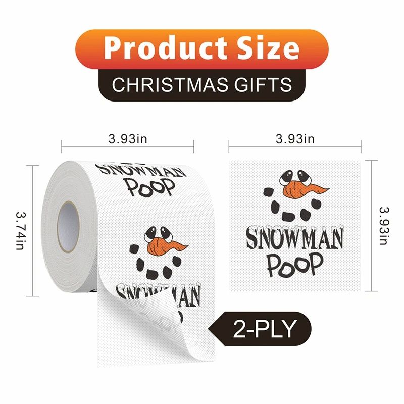 1/2/3/4/5 Rolls Christmas Toilet Paper Funny Santa Claus Tis