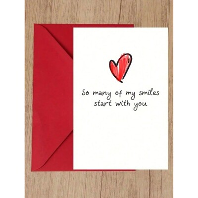 1PC Custom Romantic Heart Pattern Greeting Card With Envelop