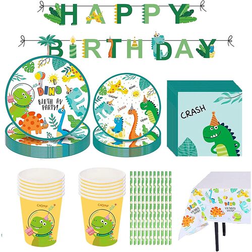 Cartoon Dinosaur Boy Birthday Party Decorations Paper Plates