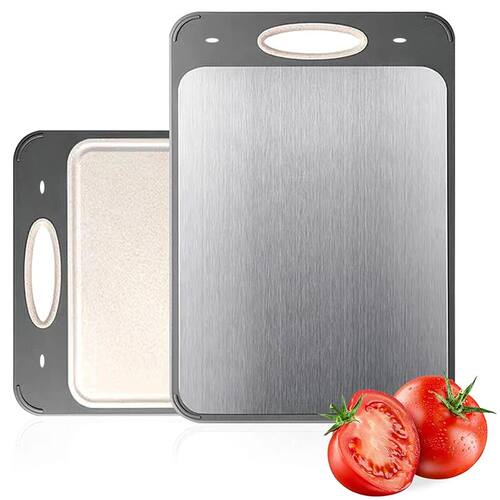 Double sided stainless steel cutting board wheat grass cutti