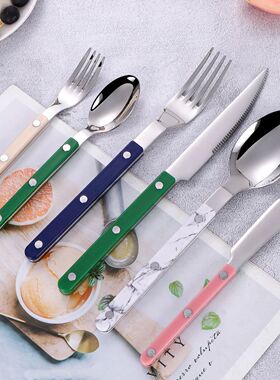 Fashion New Colorful Handle 304 Cutlery Set 18/10 Stainless
