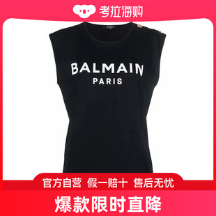 香港直邮Balmain巴尔曼女士T恤黑色无袖 圆领透气凉爽舒适通勤