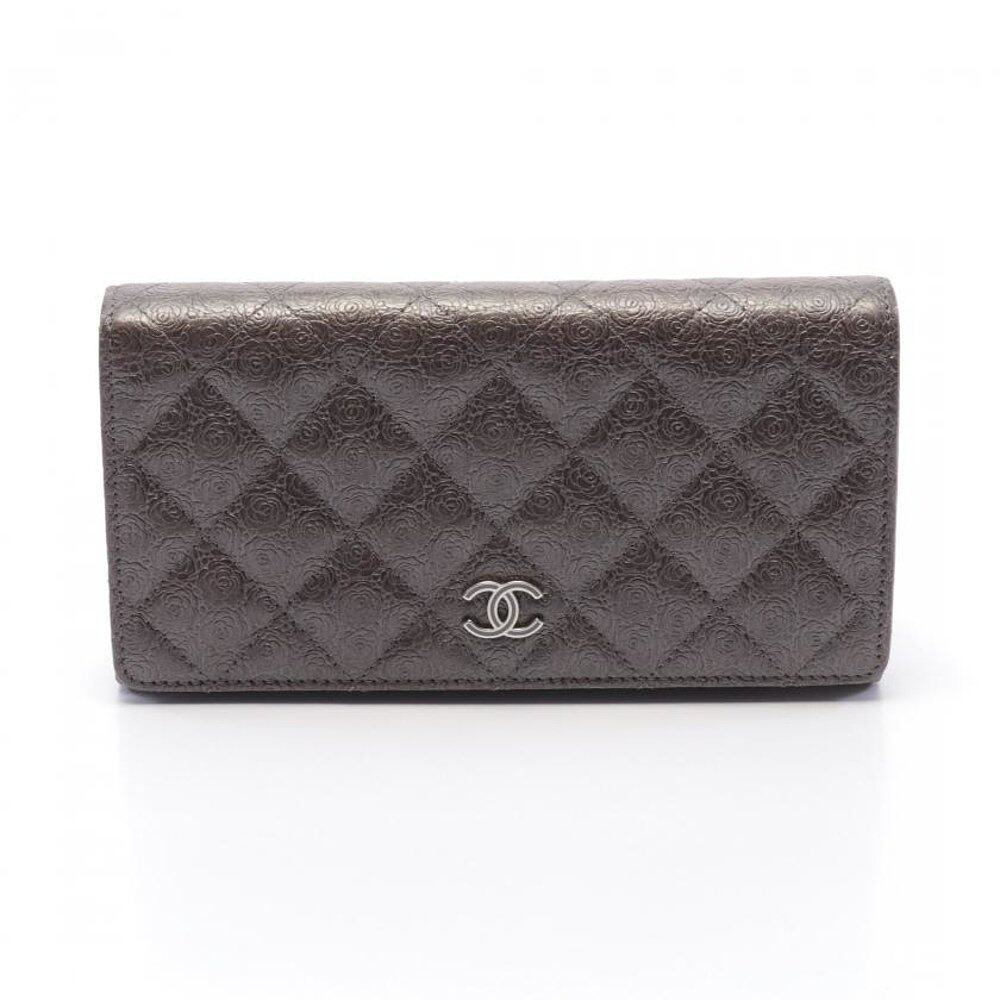 中古CHANEL香奈儿[B]9.0新双C标志山茶花钱包