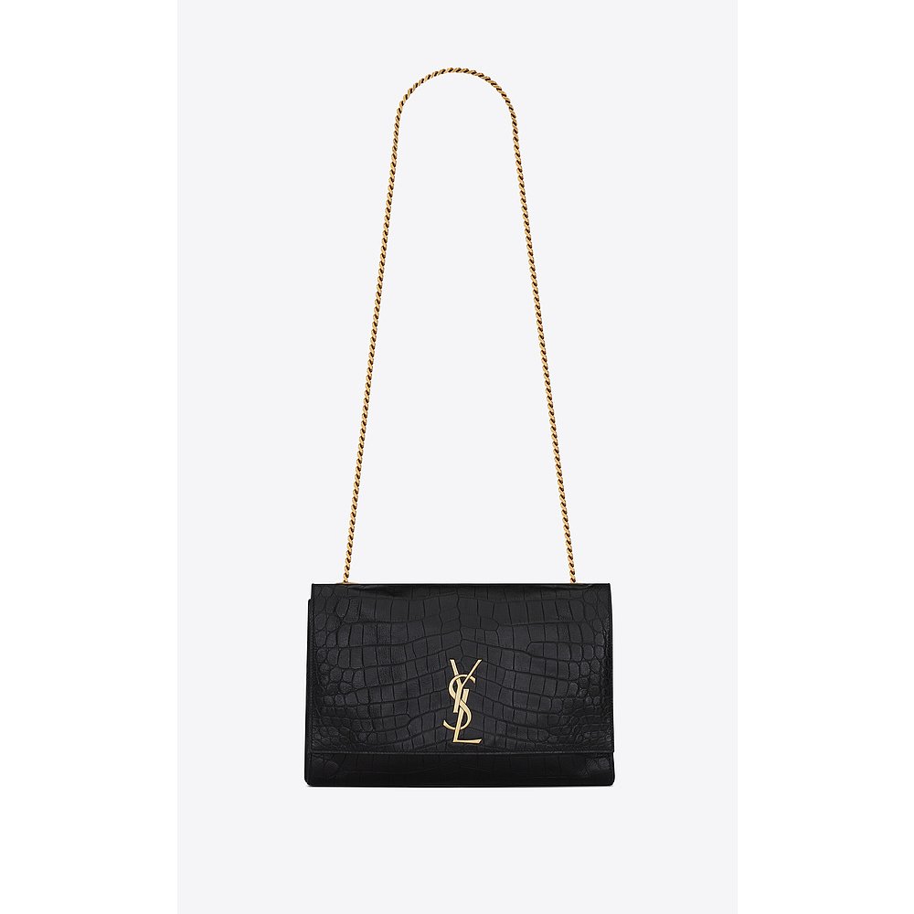 YSL(圣罗兰) 女士KATE中号绒面材质和鳄鱼纹压印皮革双面手袋