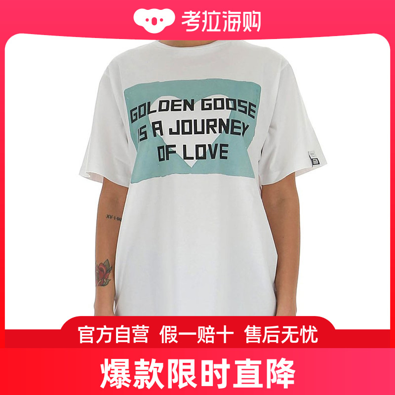 香港直邮Golden Goose Deluxe Brand女士T恤白色字母印花宽松休闲 女装/女士精品 T恤 原图主图