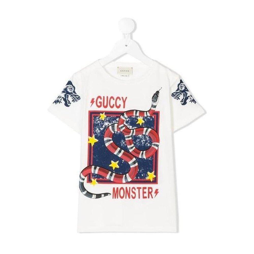Gucci古驰 logo蛇纹印花短袖T恤 520761X3N97