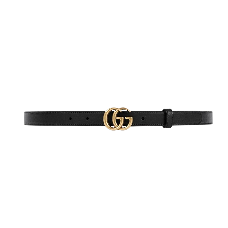 GUCCI/古驰女士黑色皮革双G腰带