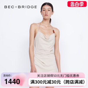 BECBRIDGE 12149 A24 DESIREE系带荡领露背不对称迷你连衣裙