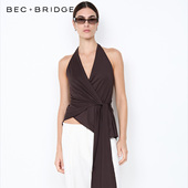BECBRIDGE 21999 H25 MIA挂脖不对称裹身弹力修身 显瘦背心上衣