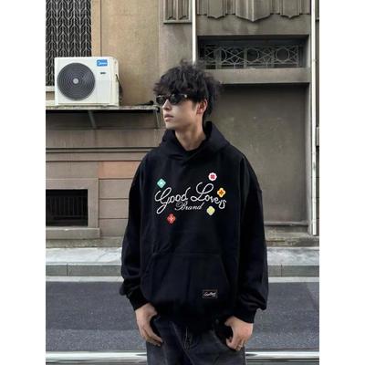 GOODBRAND花朵立体刺绣标语轻奢时尚高级感连帽卫衣男女同款