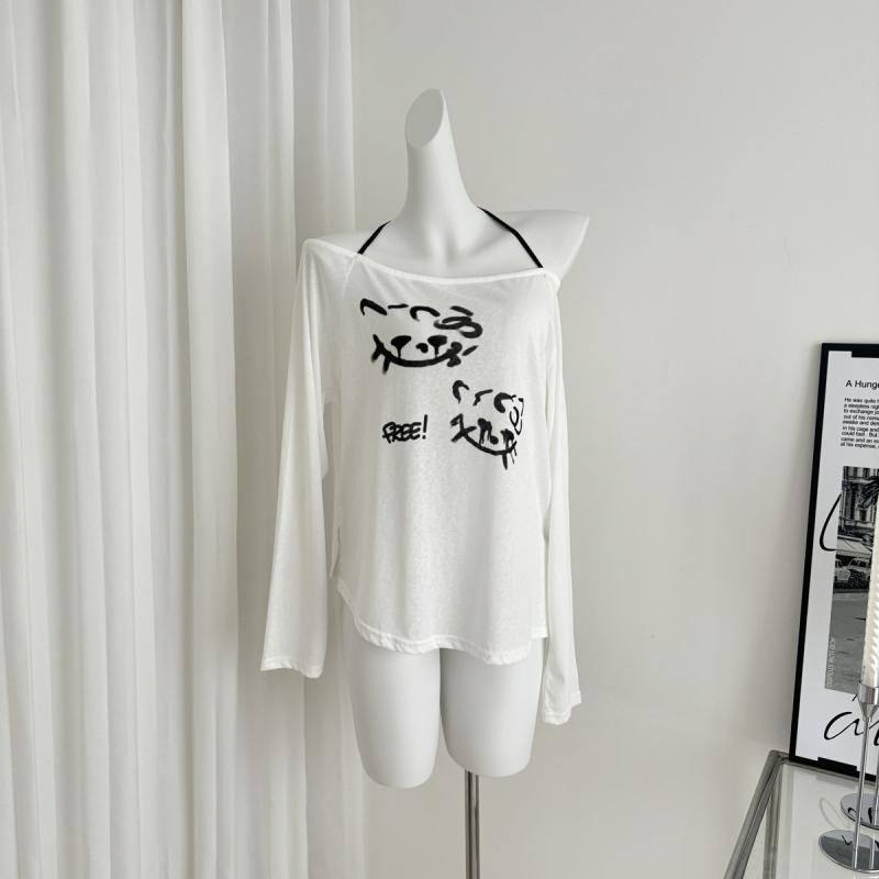 广州质量宽松外搭罩衫挂脖露肩上衣长袖T恤女,女装/女士精品,T恤,淘宝优惠券,粉丝福利购,淘宝优惠卷