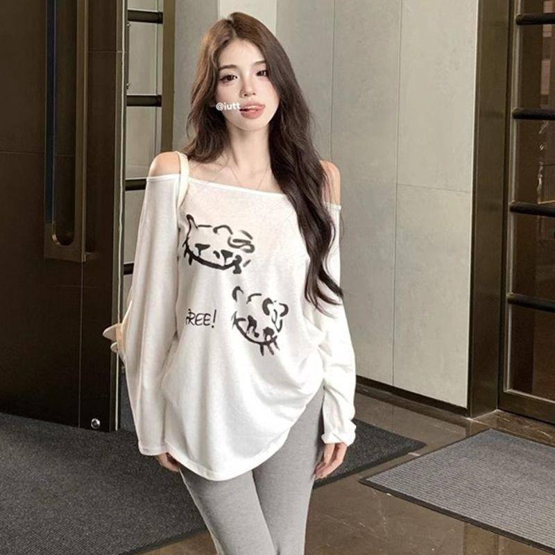 广州质量宽松外搭罩衫挂脖露肩上衣长袖T恤女,女装/女士精品,T恤,淘宝优惠券,粉丝福利购,淘宝优惠卷