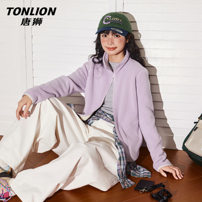 唐狮紫色加绒外套女2025新款秋