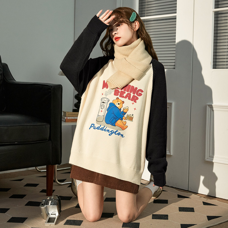 唐狮[帕丁顿熊]毛衣女秋冬新款圆领日系毛衣慵懒复古风上衣超好看,女装/女士精品,毛衣,淘宝优惠券,粉丝福利购,淘宝优惠卷