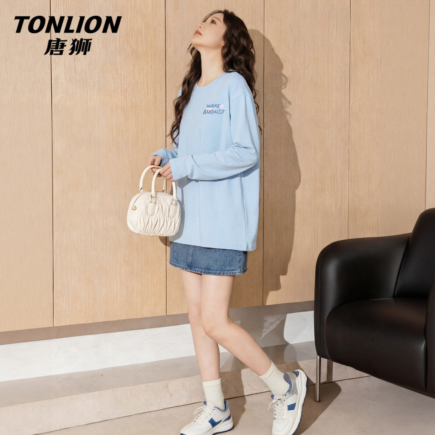 唐狮官方纯棉长袖t恤女2026新款春秋款女士宽松显瘦内搭打底衫V