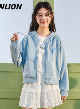 唐狮蓝色短款开春外套女春秋款休闲连帽开衫上衣早秋小个子穿搭VB