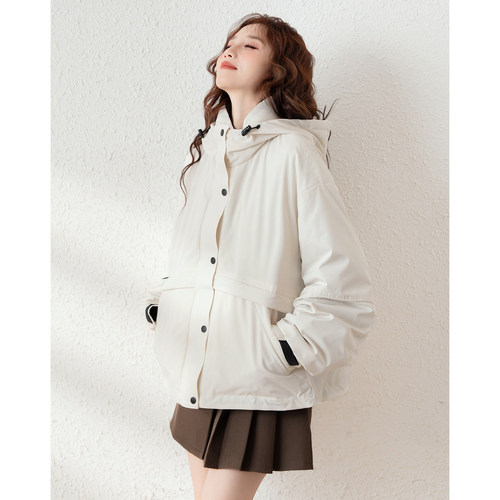 唐狮新款灰色羽绒服女士冬季穿搭