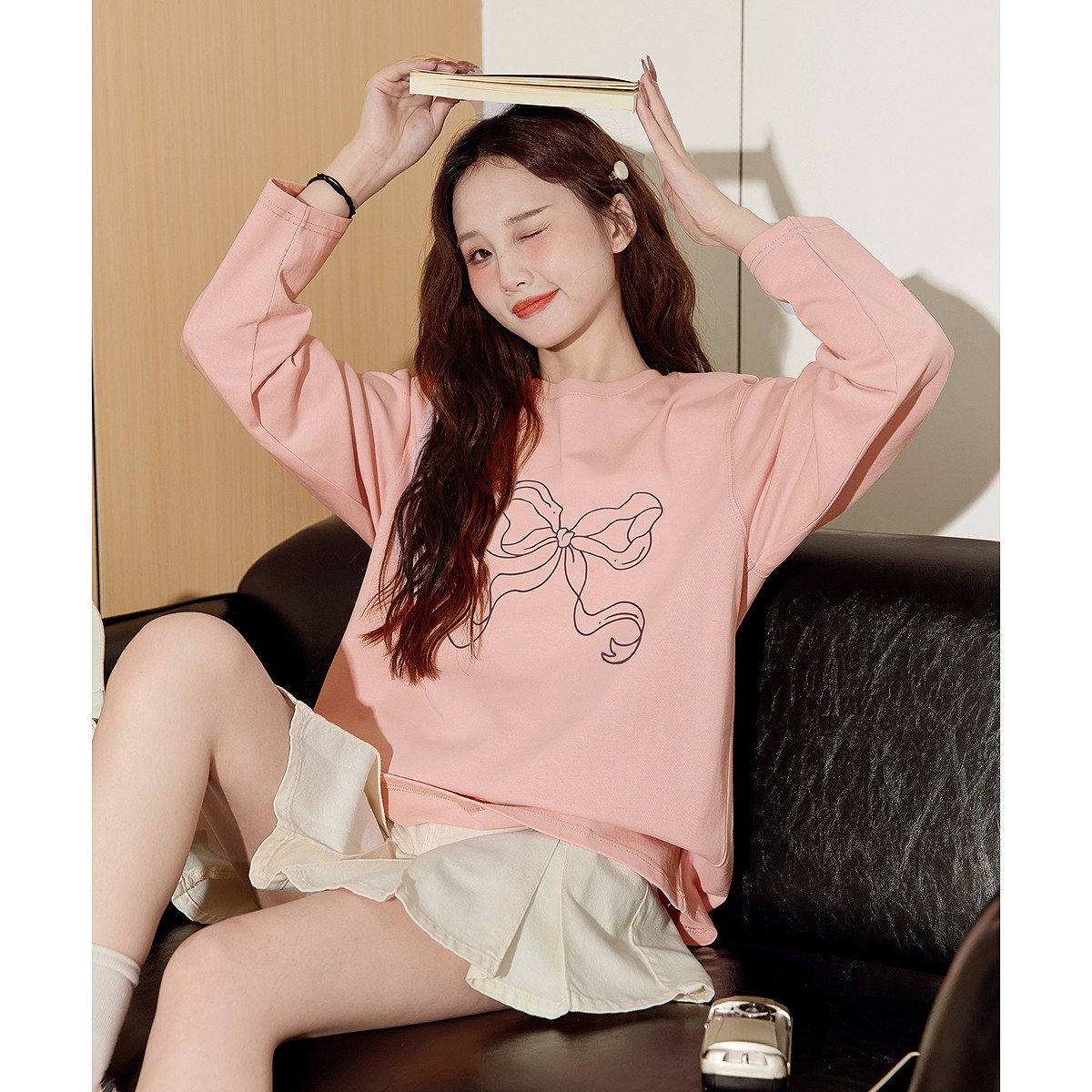 唐狮长袖女T恤衫秋上衣女新款宽松甜美内搭百搭打底衫女纯棉TD