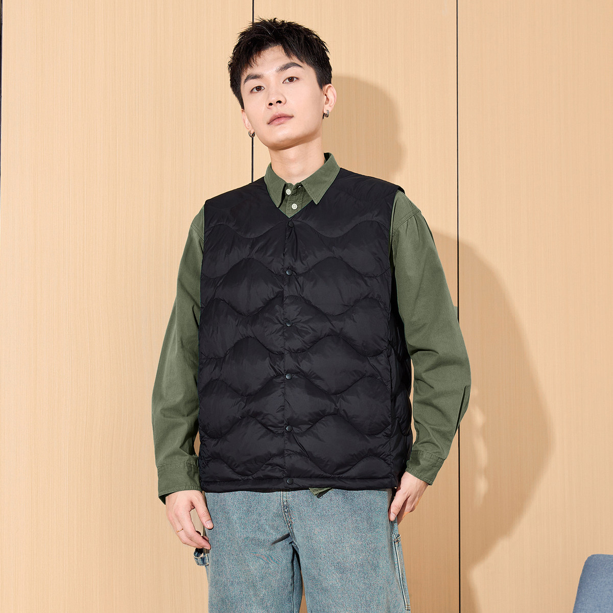 唐狮秋冬新款羽绒服男无领绗线马甲轻薄款内搭日系休闲外套潮TD,男装,羽绒服,淘宝优惠券,粉丝福利购,淘宝优惠卷