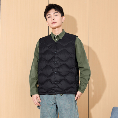 唐狮秋冬新款羽绒服男无领绗线马