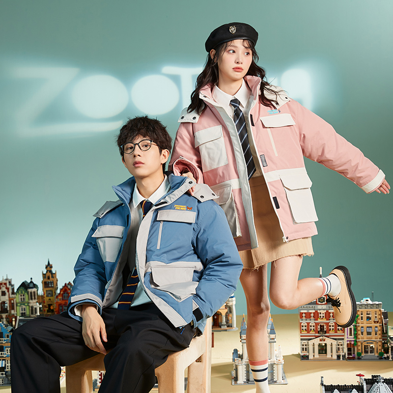 唐狮羽绒服男冬季短款外套男女连