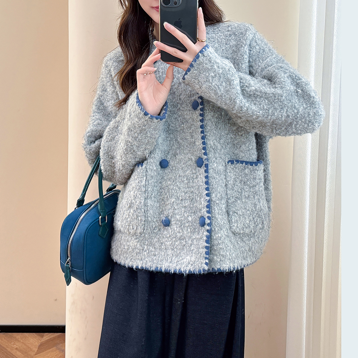 唐狮秋冬季毛衣外套女气质简约风