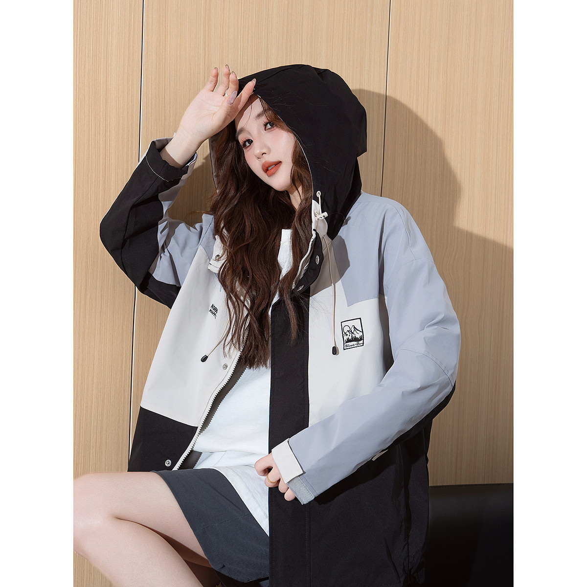 唐狮春秋季新款女外套短款连帽休闲外套超好看设计感风衣夹克ktu,女装/女士精品,短外套,淘宝优惠券,粉丝福利购,淘宝优惠卷