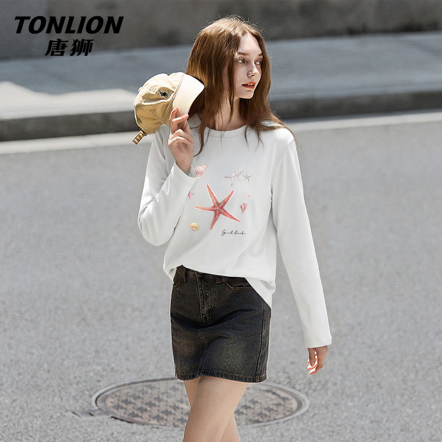 唐狮官方大码长袖t恤女2026新款春纯棉打底衫内搭宽松白色上衣VC,女装/女士精品,T恤,淘宝优惠券,粉丝福利购,淘宝优惠卷
