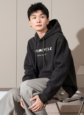 唐狮春季新款男生连帽卫衣绿色青少年套头休闲宽松外套潮流PTD