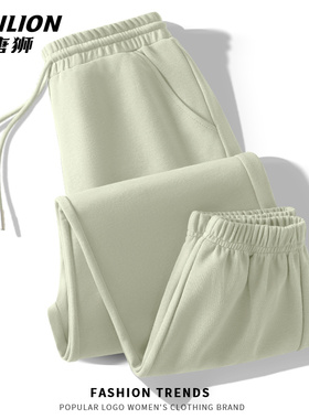 唐狮灰绿色束脚裤子女春秋2026新款爆款小个子休闲运动裤子VB