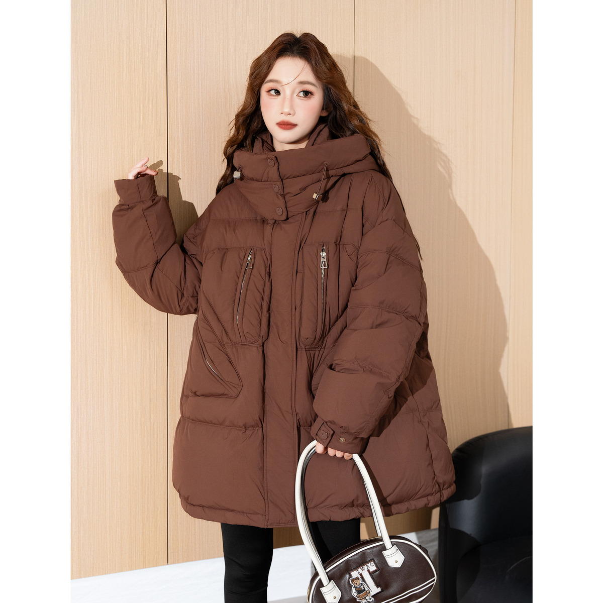 唐狮紫色羽绒服女新款冬季多巴胺