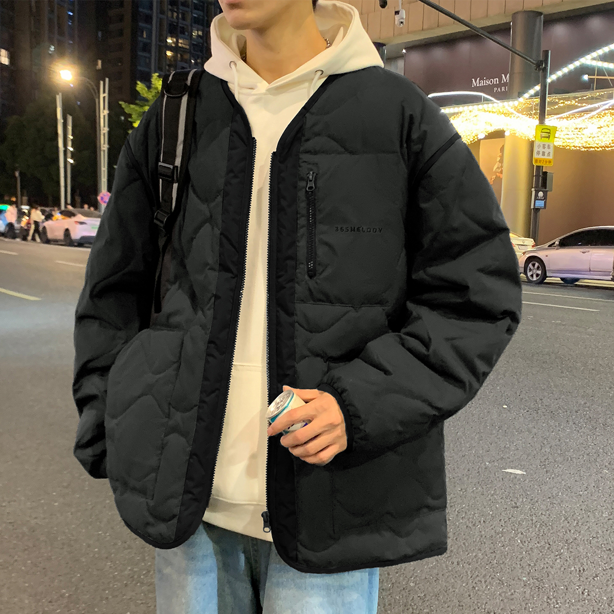 唐狮秋冬新款男羽绒服无领拉链青