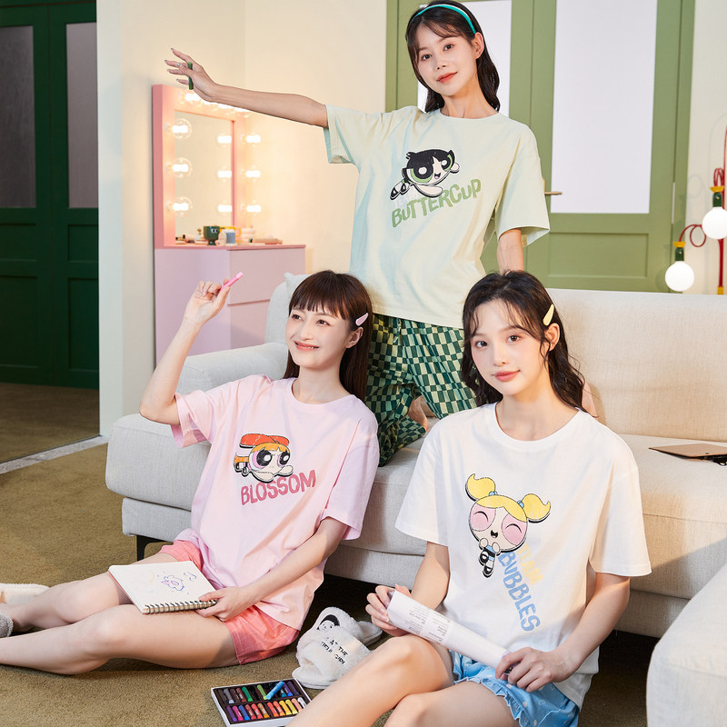 唐狮睡裙睡衣短袖套装飞天小女警系列夏季遛弯可外穿家居服女新品