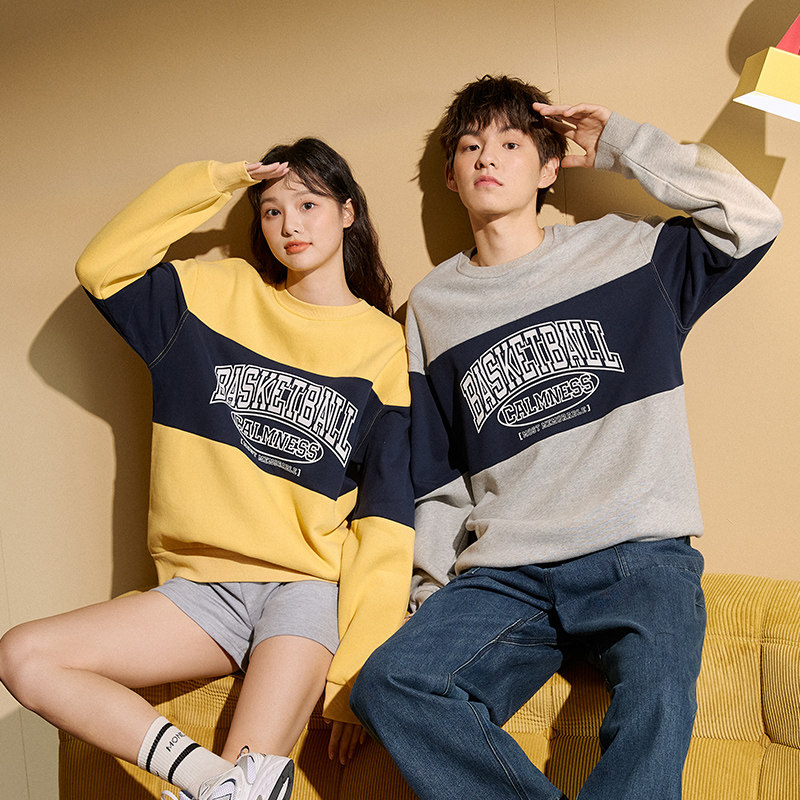 唐狮学院风情侣装卫衣男女春秋新款卫衣圆领宽松外套潮酷ins