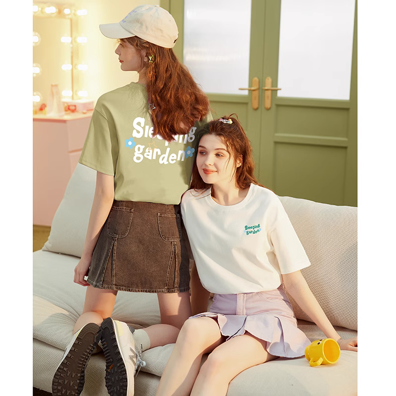 唐狮设计感小众运动宽松休闲体恤衫短袖T恤女夏季印花半袖上衣