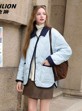 唐狮官方蓝色棉衣棉服女款冬季2026新款加厚翻领巨好看夹棉外套VB