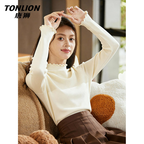 唐狮木耳边打底衫2025新款女冬季