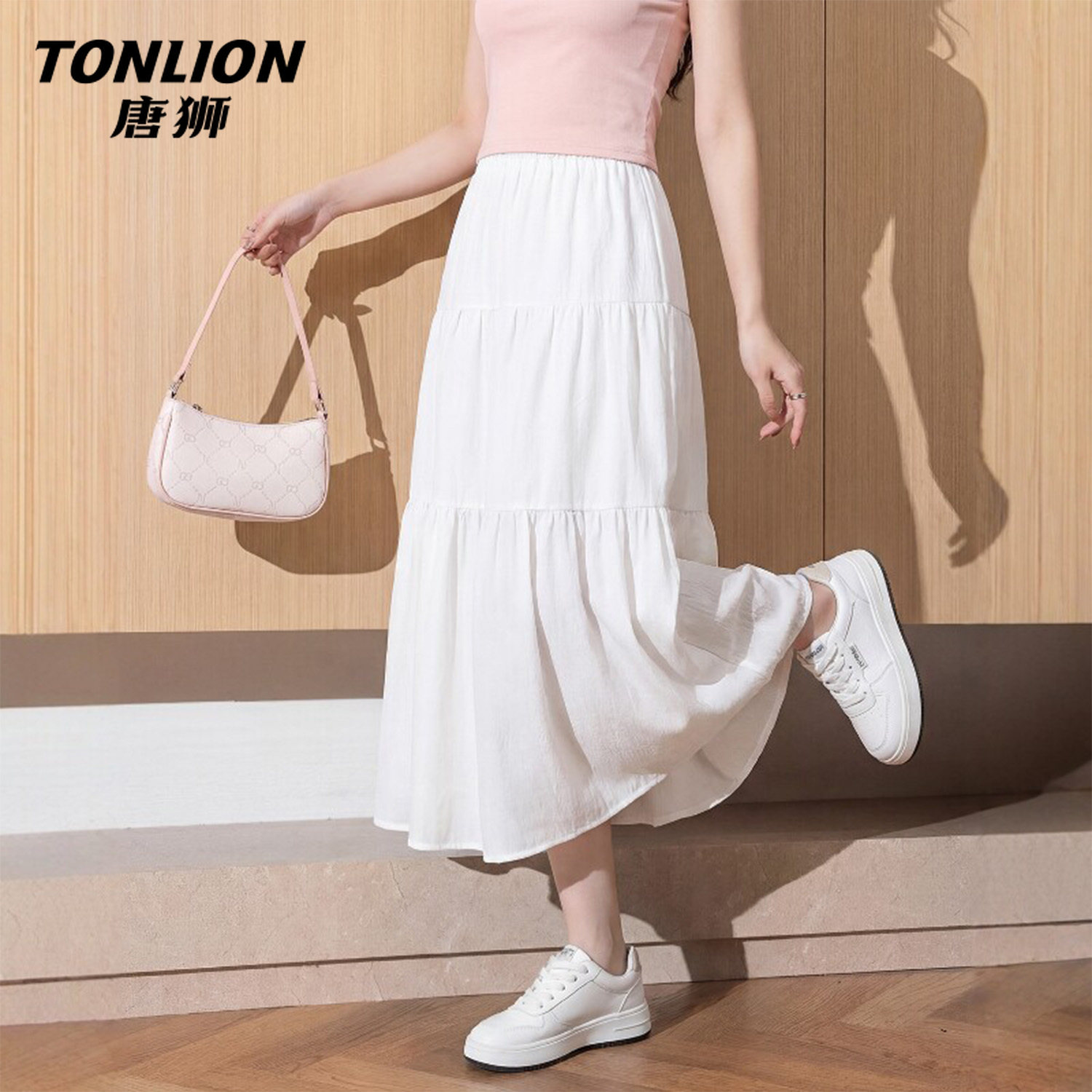 唐狮官方白色半身裙女2026新款夏季法式气质蛋糕裙小个子蓬蓬裙V