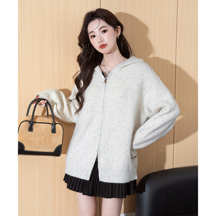 潮流毛线衫 外套时尚 女毛衣简约风新型纱线连帽开衫 唐狮秋冬季