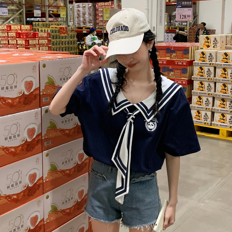 唐狮夏季新款短袖T恤女左胸小图